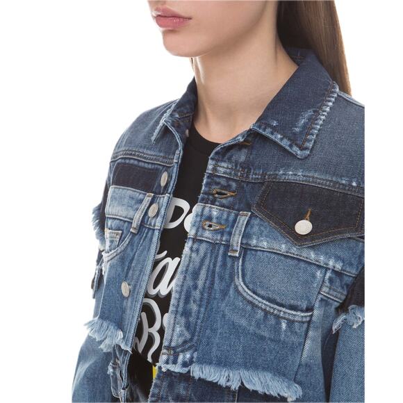 NWT Dolce & Gabbana Cropped Blue Denim Patchwork Jean Jacket IT 40 S - Picture 2 of 11
